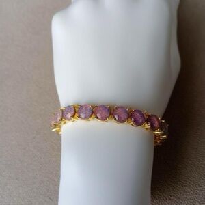 Gold Vermeil Black Opal Tennis Bracelet - 925 Silver - Perfect Birthday Gift